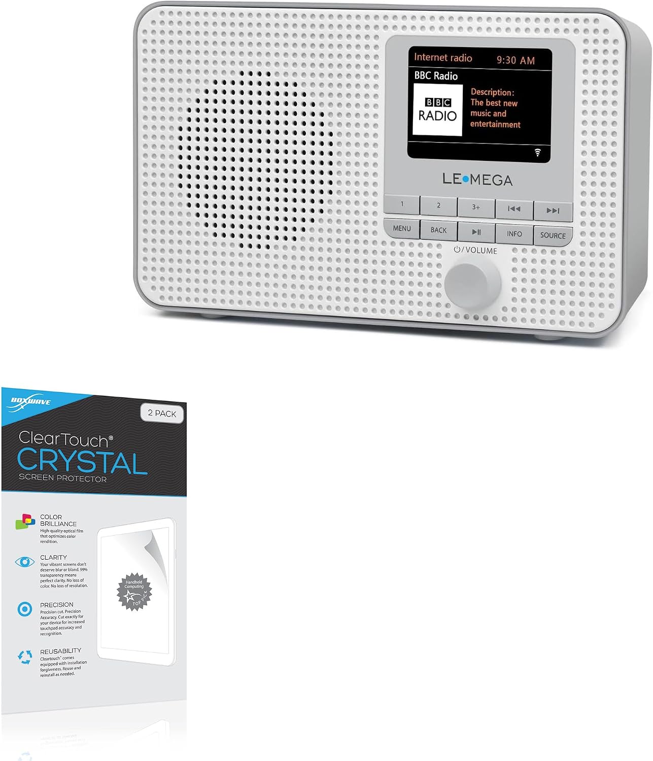 BoxWave Screen Protector Compatible with LEMEGA IR1 Portable WiFi Internet Radio - ClearTouch Crystal (2-Pack), HD Film Skin - Shields from Scratches