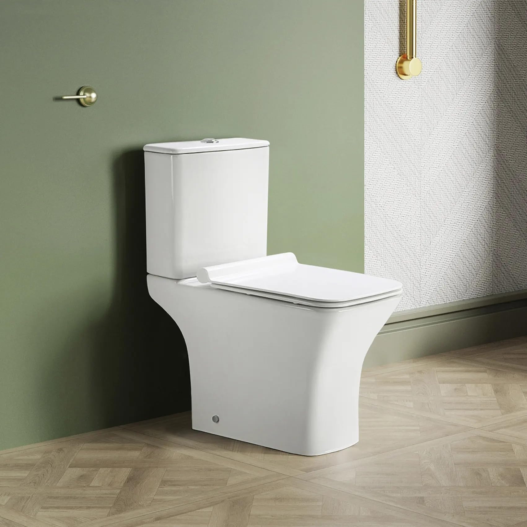 Hisre Premium Western Floor Mounted One Piece Water Closet Ceramic Western Toilet/Commode/European Commode Square With Soft Close Seat Cover For Lavatory, Toilets (CRENZA), photo 3 of 5