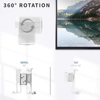 VIVO White Dual Wall Mount Brackets Designed for Sonos One, SL, and Play:1 Audio Speakers | Adjustable Mounting for 2 Sonos Speakers (MOUNT-PLAY1W)