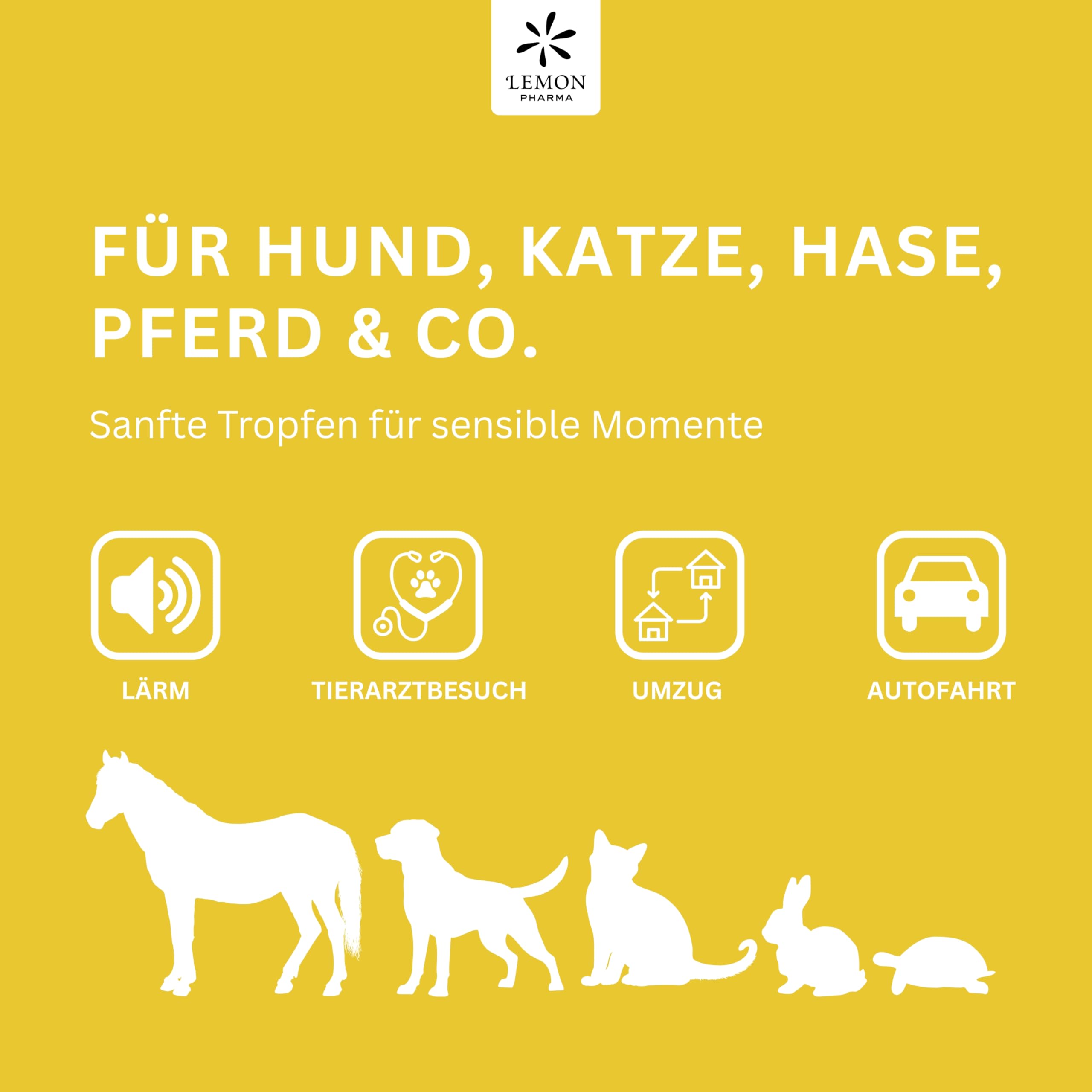 Lemon Pharma Bachblüten Tropfen Erste Hilfe für Tiere – Beruhigung, Anti Stress für Haustiere, für Katzen und Hunde, Bio & Vegan