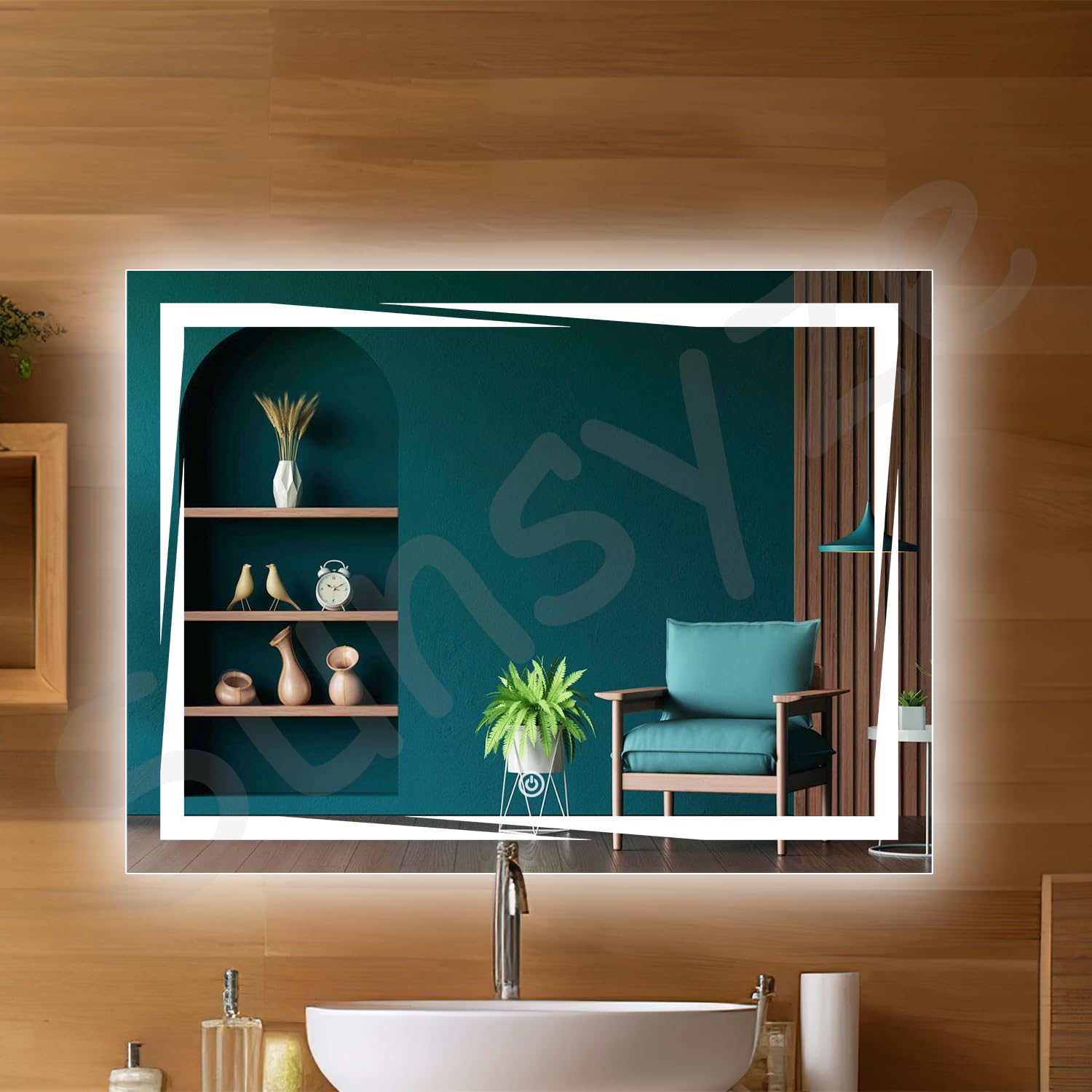 Horizontal Led Mirror in 24x30 inch for Bathroom | LED Lighting Bathroom Mirror for Wall (Warm, White & Natural) Lighting Option-image-28