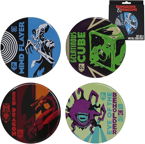 Dungeons & Dragons Monsters - Juego de posavasos de metal (4 piezas)