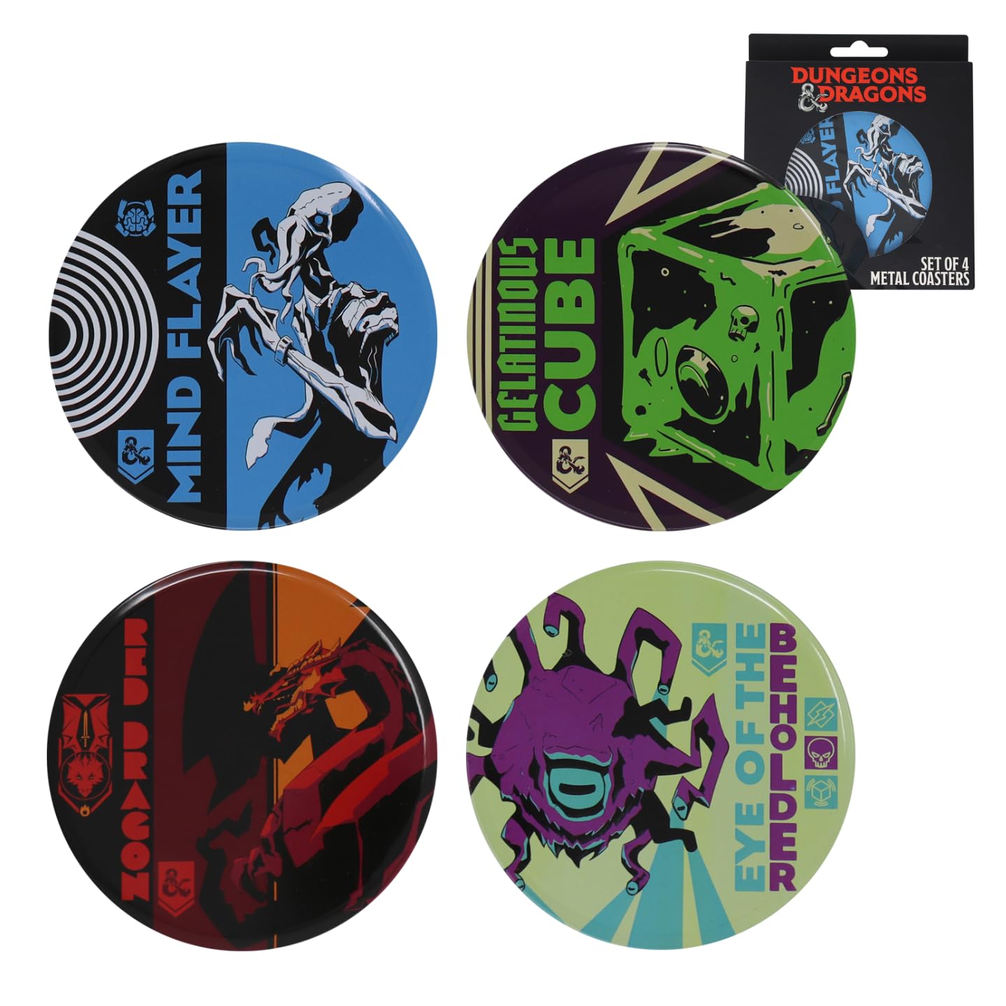 Dungeons & Dragons Monsters 4-Piece Metal Drink Coaster Set