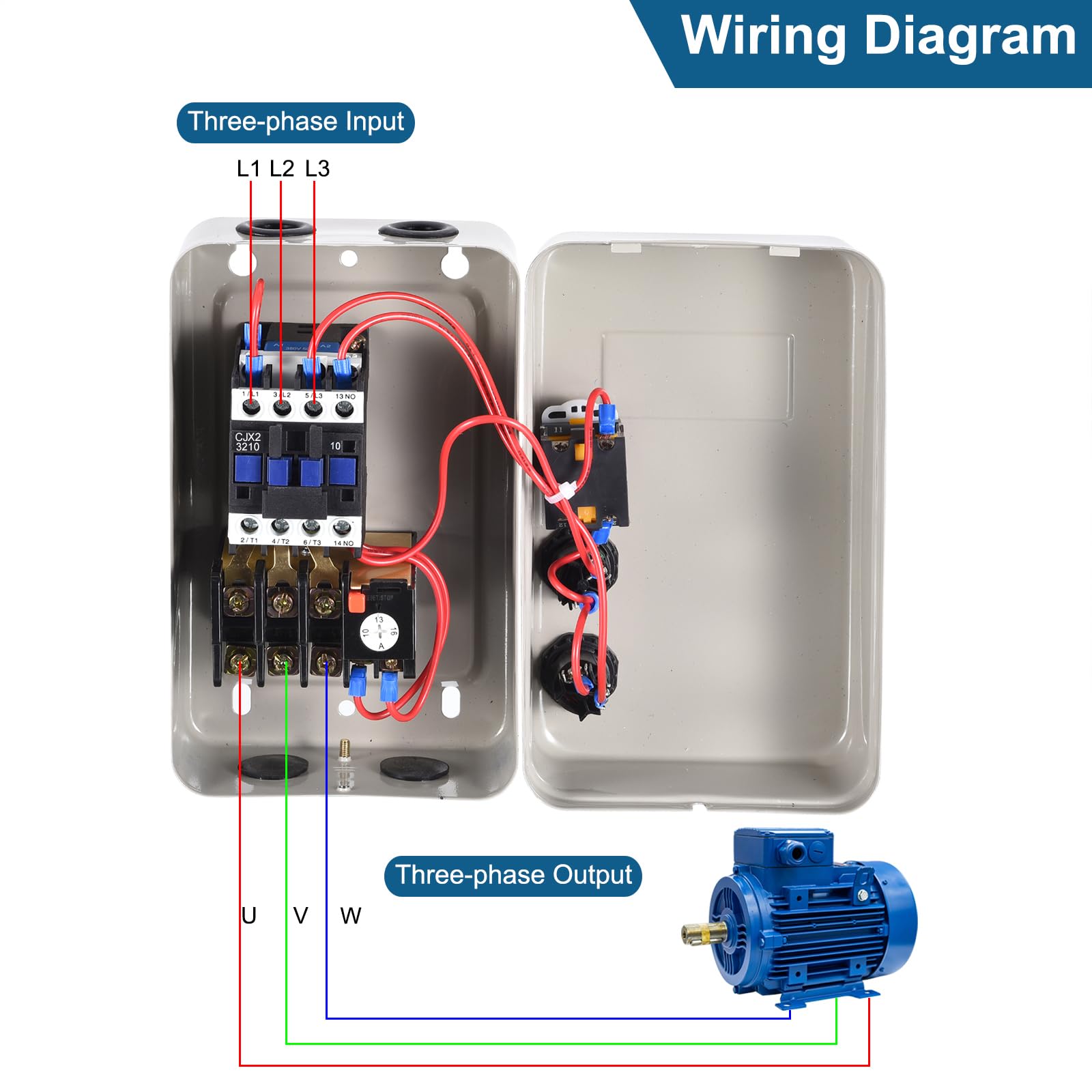 QUARKZMAN Démarreur de Moteur Électrique Magnétique 380 V 5,5 Kw 7,5Cv, Démarreur de Moteur à Interrupteur Magnétique Triphasé pour Compresseur D'Air
