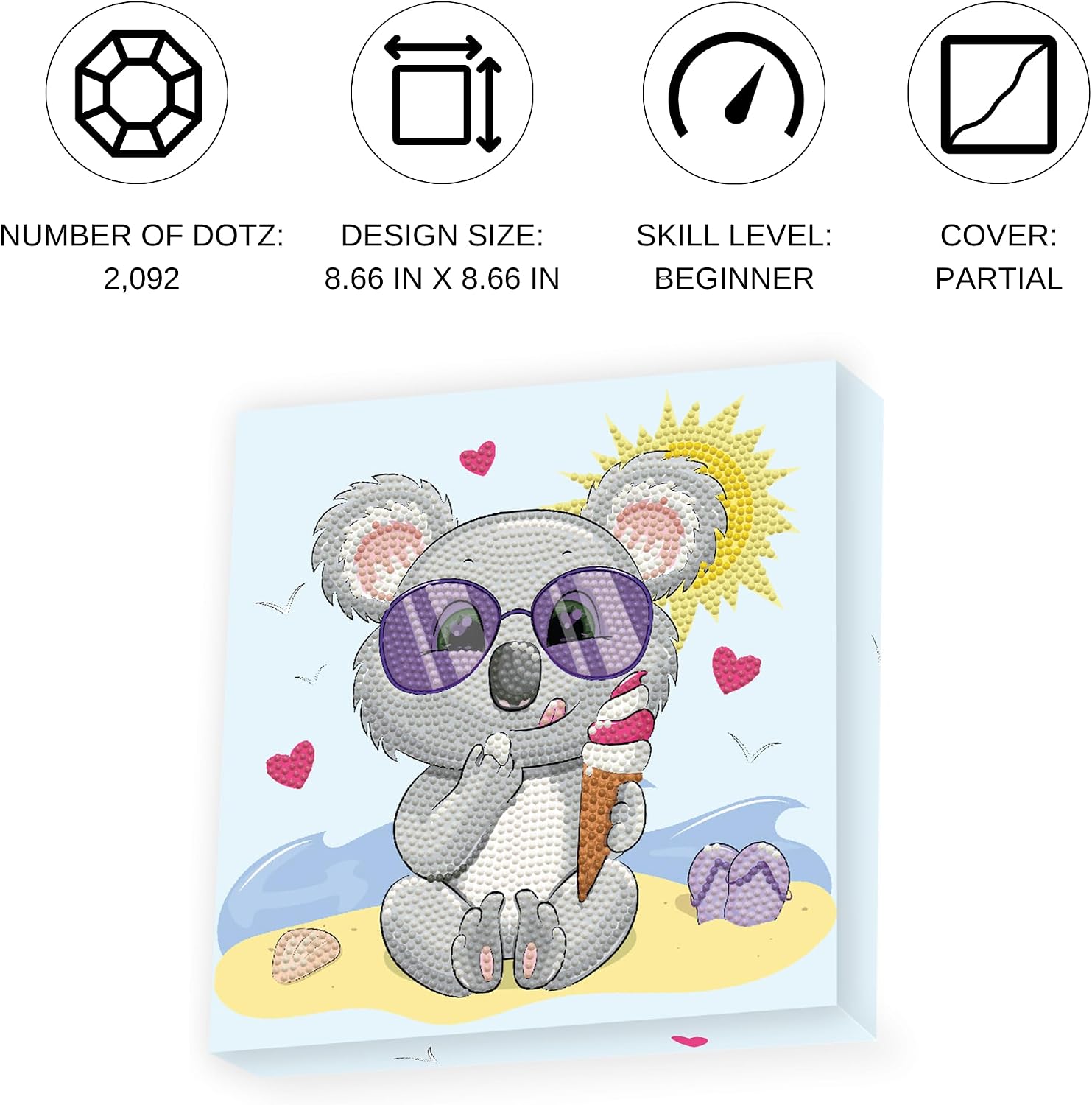 DIAMOND DOTZ Koala Cream Diamond Painting Kits for Adults - Diamond Art Kits a Relaxing Creative Craft Kit with Dotz Gems