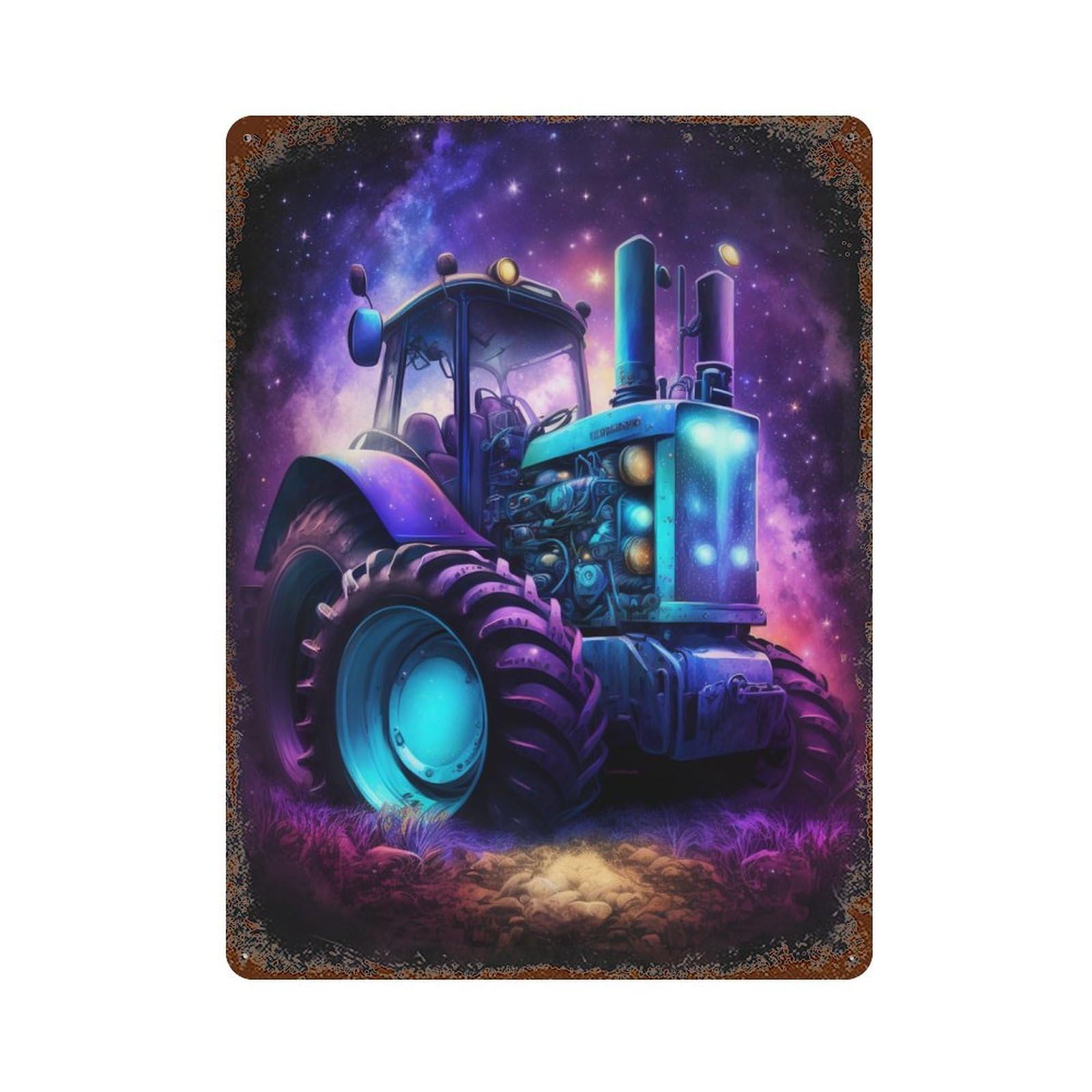 Galactic Tractor Adventure-5 Rusty Metal Tin Sign 15.7"x11.8", for Pub, Kitchen And Man Cave Decor, Novelty Wall Decor