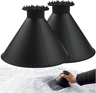 Magical Ice Scrapers for Car Windshield - 2 Pack Cone Magic Car Ice Scraper with Funnel, Round Snow Scraper