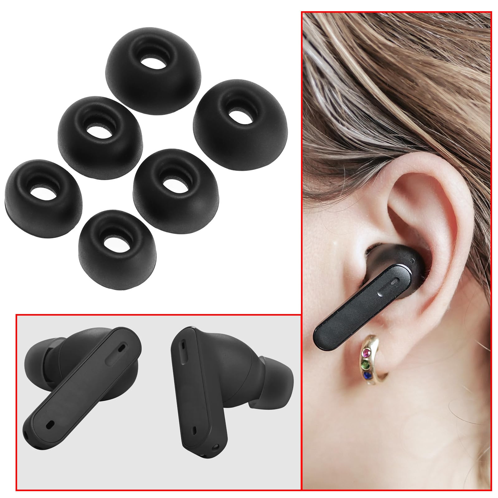 3 paia di auricolari in silicone per auricolari JBL T230NC TWS