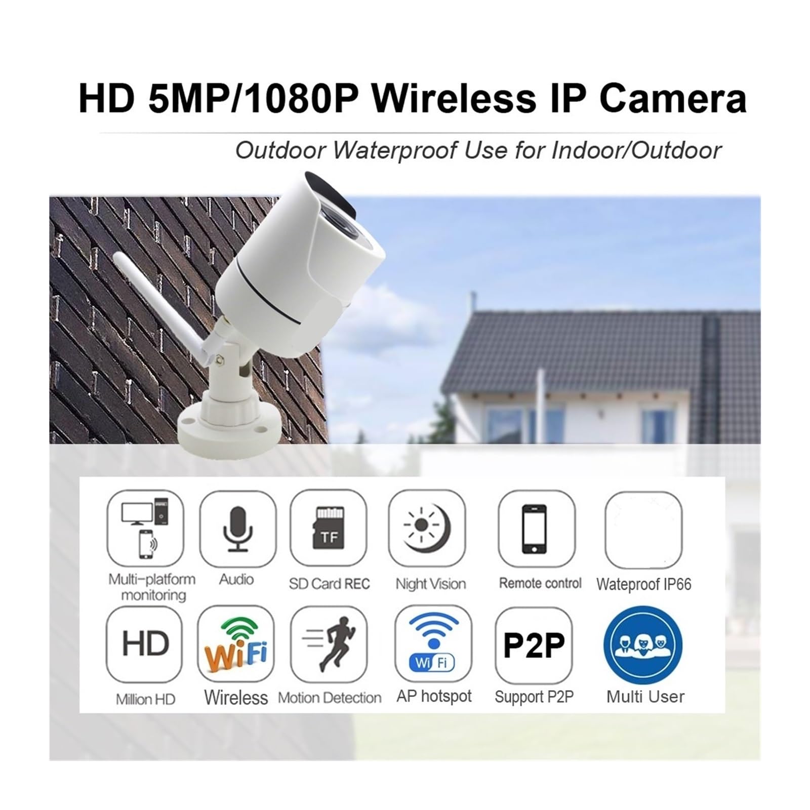 Telecamera di sorveglianza di sicurezza domestica IP WiFi wireless esterna
