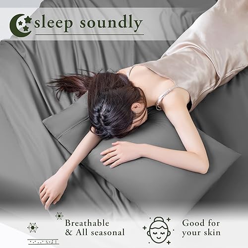 Miniatura 10 de LBRO2M Juego de sábanas de 1000 hilos tamaño Queen de 1000 hilos, sábanas de 4 piezas, bolsillo profundo de 16 pulgadas, ropa de cama súper suave,