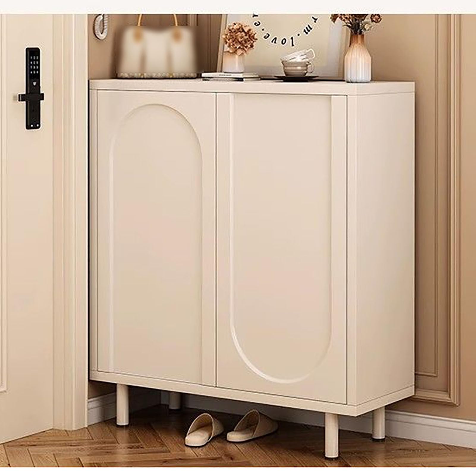 NCLOYN Shoe Cabinet with Doors,Storage Cabinet Modern with Adjustable  Partition,Free Standing Shoe Racks Storage Organizer for Entryway Hallway  Living