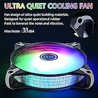 Vista 6 de DS RGB Fans, 120mm 6 Pack Case Cooling LED Fans for White Black PC Case, CPU Cooler and Radiators System (DK Series)