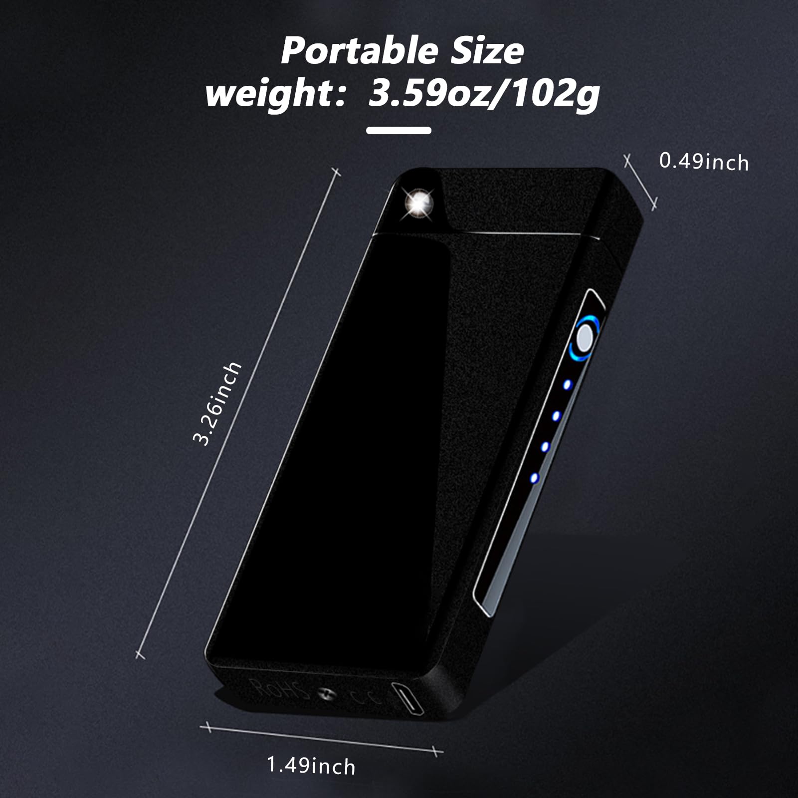 BABOBIU Briquet à Arc Électrique Rechargeable par USB - Plasma Portable Coupe-vent avec Batterie de Capacité Améliorée pour Bougies, Encens, Feux d'Artifice - Noir Givré