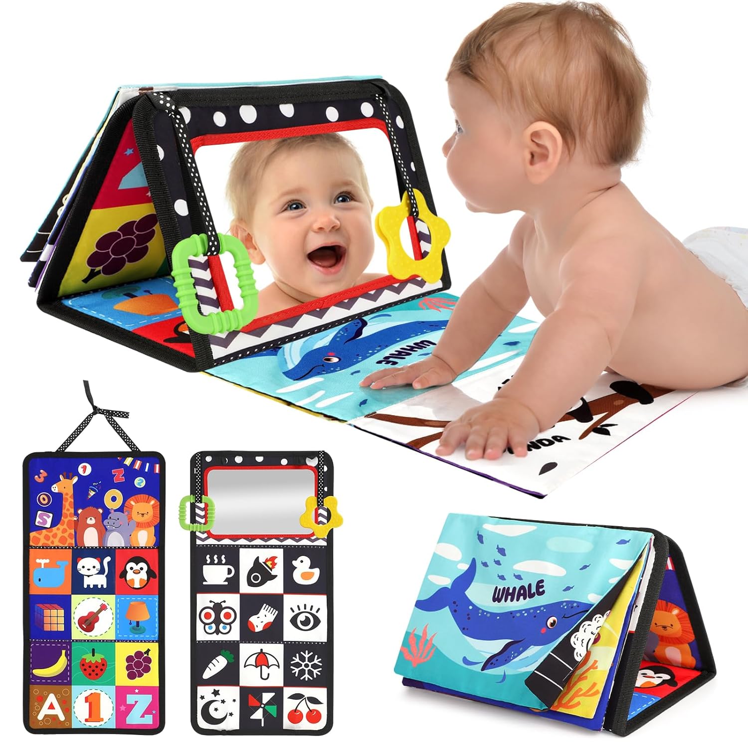 URMYWO Tummy Time Toy - Black and White High Contrast Baby Toys for Newborn - Baby Visual Stimulation
