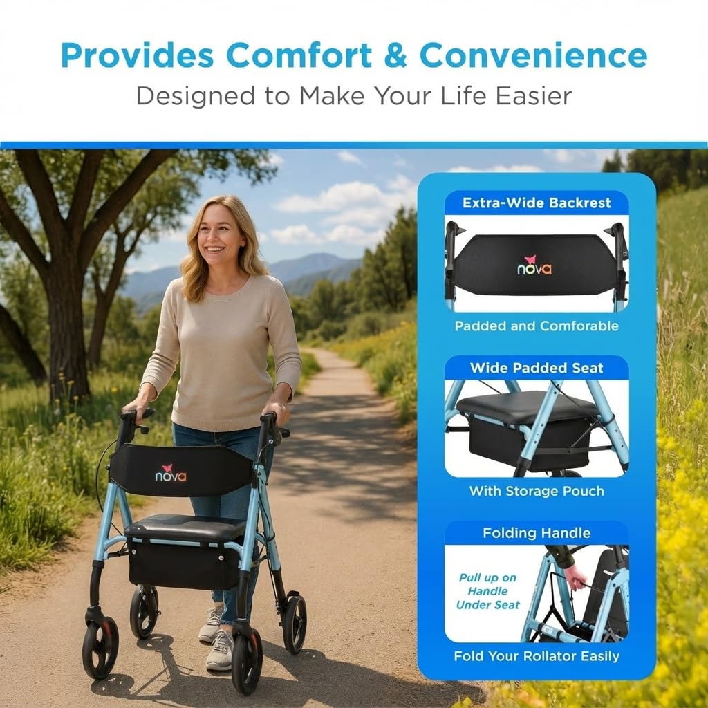 Amazon.com: NOVA Star 8 Foldable Rollator Walker for Seniors (5'3