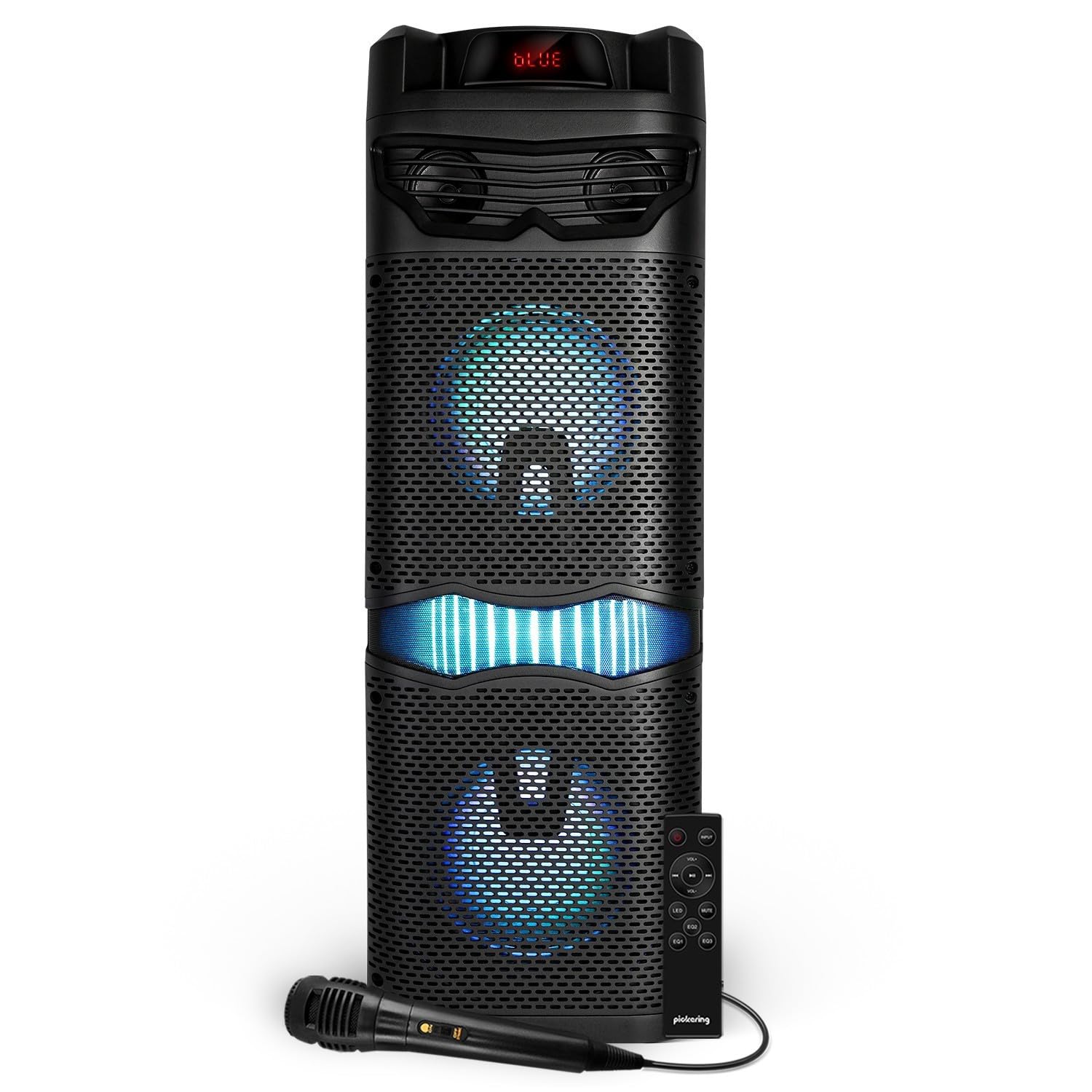 Enceinte Autonome 360 degrés PICKERING Barrel 8 sur Batterie Micro et Télécommande 800 Watts- 8 Hauts Parleur LCD - USB/BT/AUX