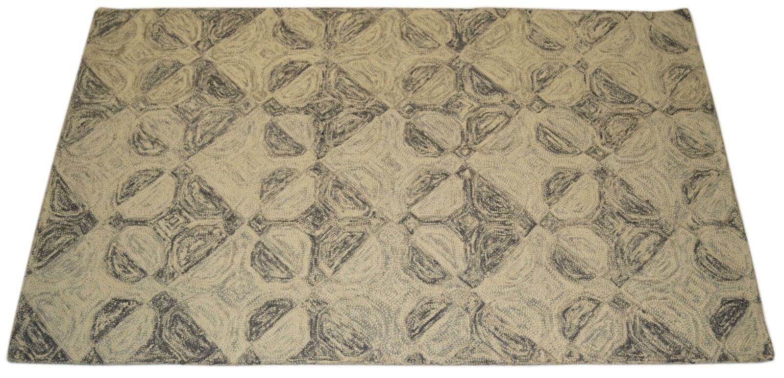 Wollteppich Grau Beige 150 x 240 cm 100% Wolle handgetuftet