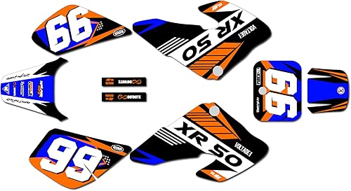 Kit de gráficos para Honda XR50 (2000-2003) Turbo Series Naranja 9 Mil-Dirt Bike Custom Racing Graphics Stickers Kit, sin plásticos