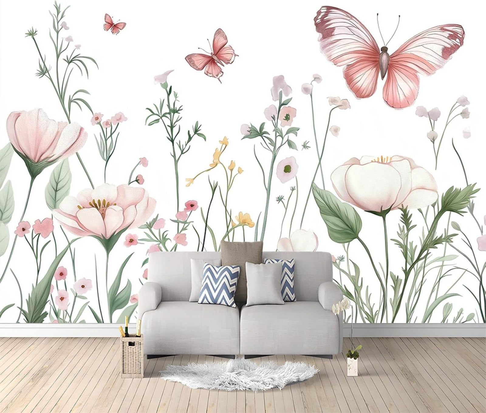 hgjdjhnf Photo Wallpaper Flowers Butterfly Non-Woven Wallpaper Modern Wall Decoration Design Wall Decoration Living Room Bedroom,250cmx175cm Stickers - Frameless Painting - Poster