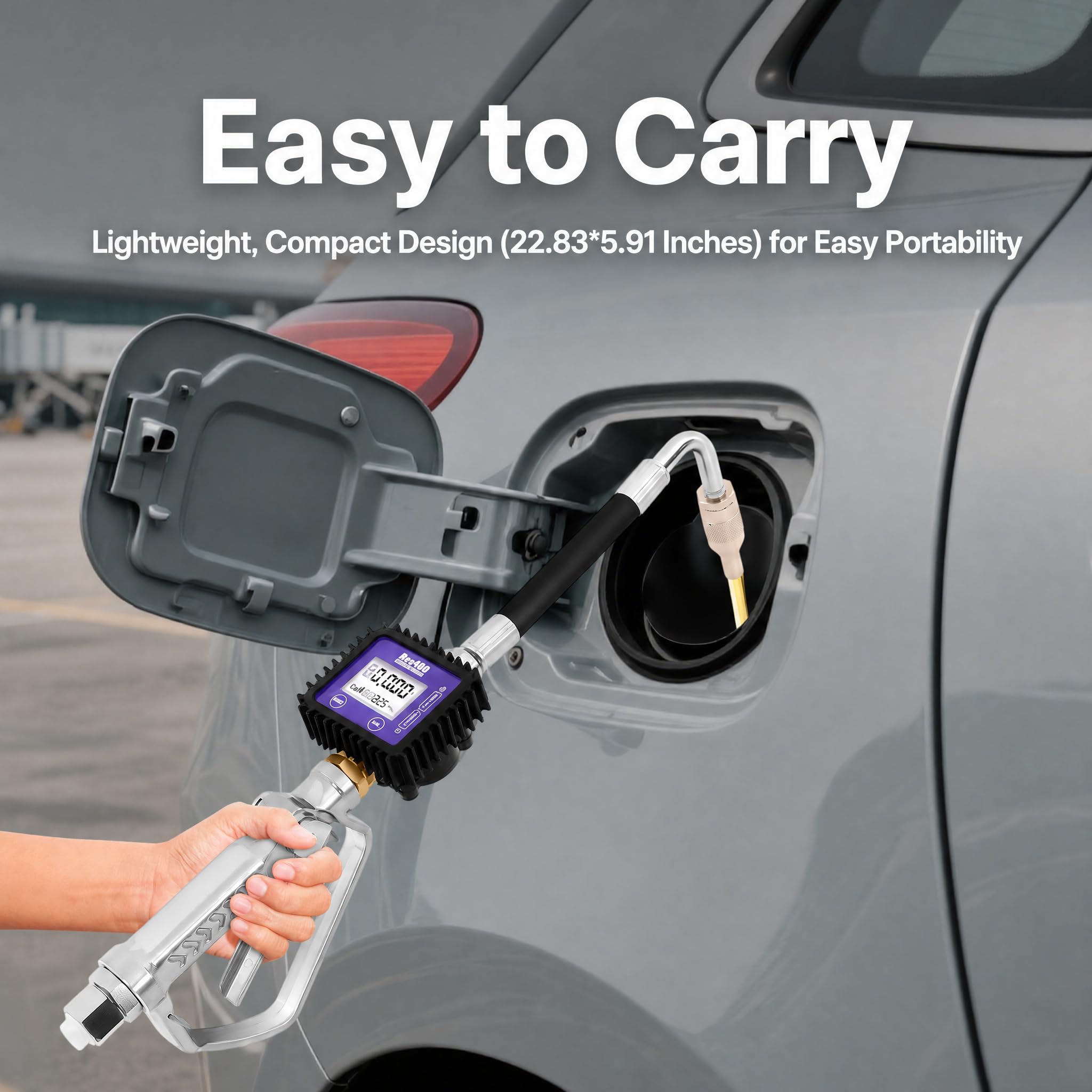 Pompa di trasferimento digitale, distributore di olio elettronico per auto, officina, argento | Ideale per officina e garage, ergonomico, con display LCD, consente un dosaggio del liquido comodo e veloce