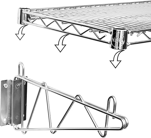 Miniatura 3 de Estante de alambre para montaje en pared (cromo, 14 pulgadas de profundidad x 24 pulgadas de ancho x 2 pulgadas de alto)