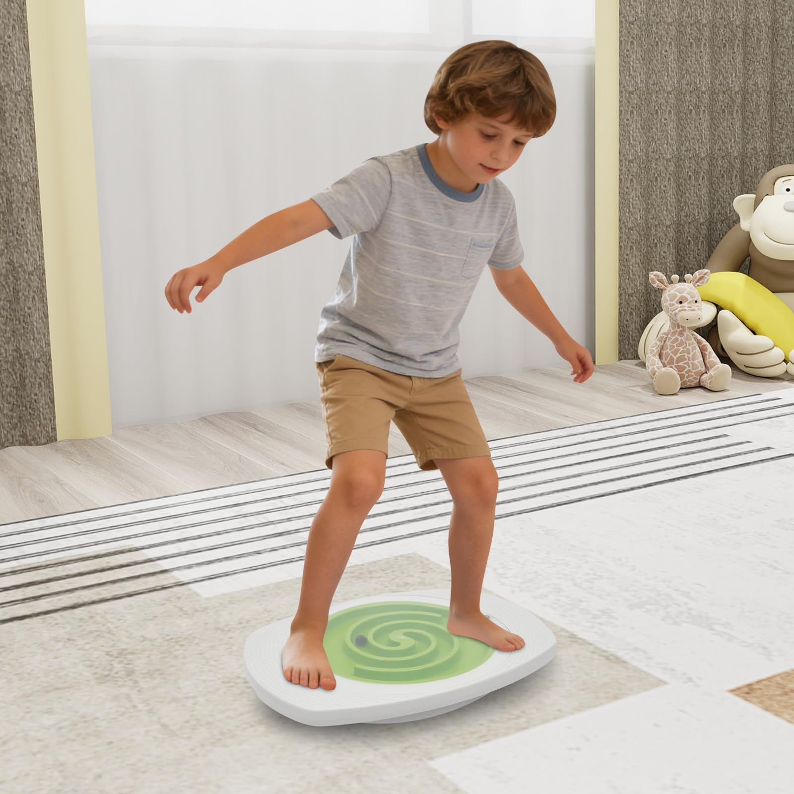 Kinder Balance Board mit Labyrinth, Geschicklichkeits- & Gleichgewichtstrainer ab 3 Jahren, fördert Motorik, Koordination & Konzentration, tragbar Balancierbrett für Zuhause & Schule, bis 80 kg