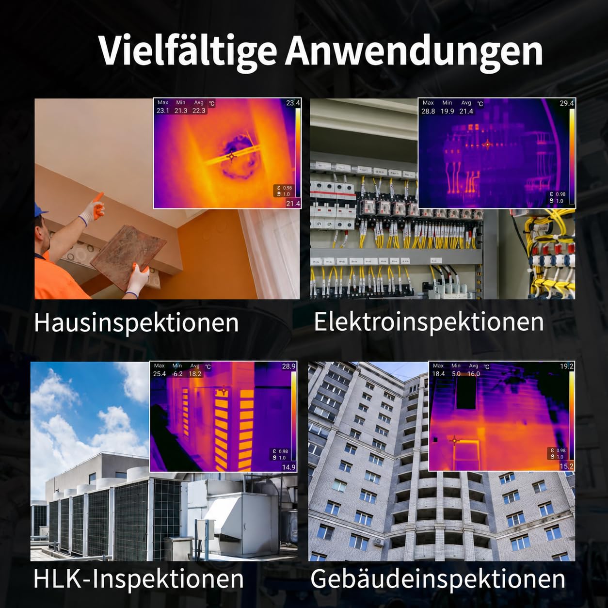 TK6 Wärmebildkamera, echte 384x288 IR-Auflösung, 40mK NETD, 30Hz, IPS-Touchscreen 3,5", Wechselakku, manueller Fokus, 5MP, -20°C bis 550°C, für Elektroinspektion, Gebäudethermografie & HLK