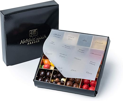 Artisan Pure Chocolate Arbues Praline with Filling, 16 Assorted Flavors – 400 g – Gift Box, Tasting