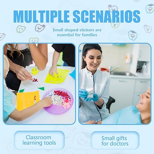 Miniatura 6 de Jecery 300 calcomanías dentales divertidas en forma de dientes para niños, premios de fiesta en el aula, automóvil, oficina, pared, laptop,