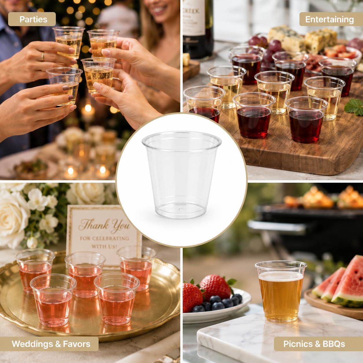500 1oz Shot Glasses Clear Plastic Mini Disposable Party Cups Tastings
