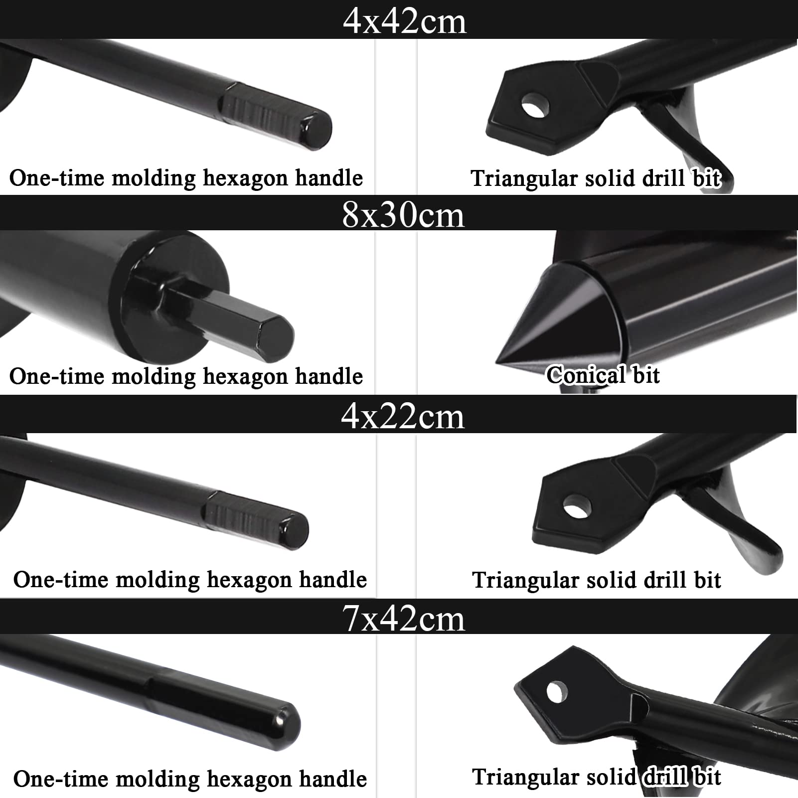 Le Noir Foret Hélicoïdal à Tarière Pour Bêcheur De Terre De Plantation De Jardin 50mm×450mm