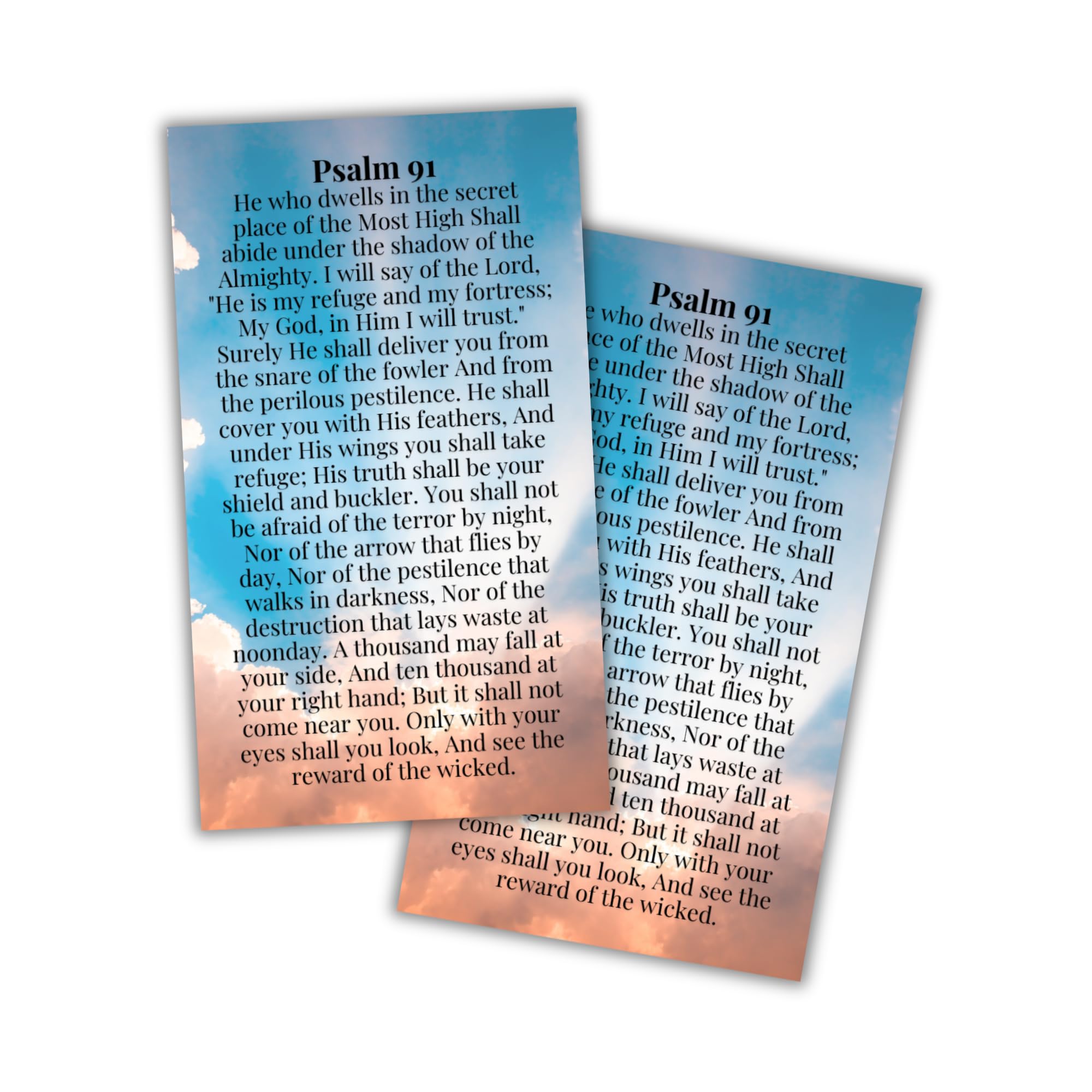 Psalms 91 Prayer for Protection Wallet Cards 30pk 2x3.5” Verses Black Gray Ombre Design New Drivers Pocket Encouragement Sky Colorful