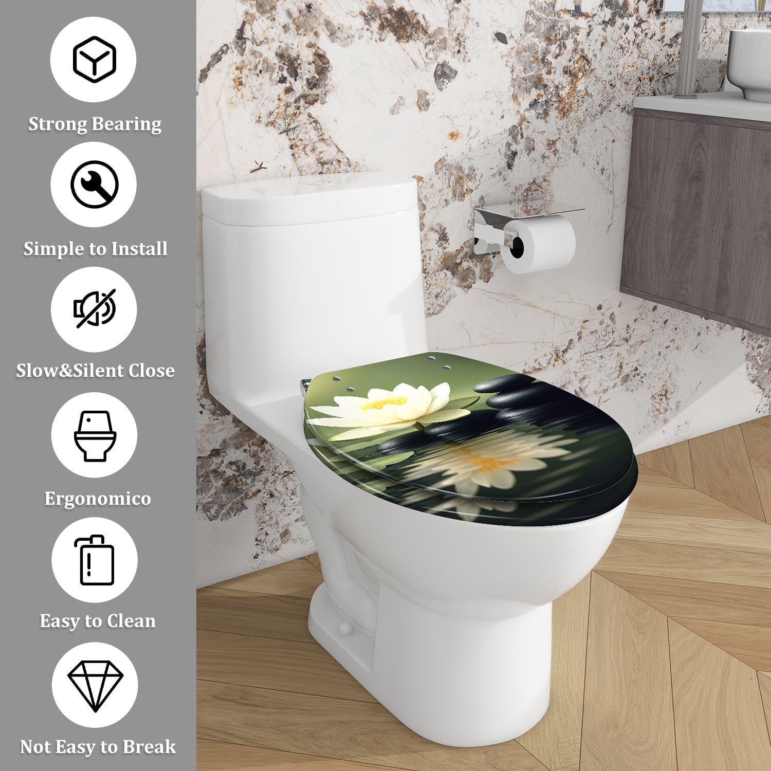 Asiento de inodoro alargado genérico para baño