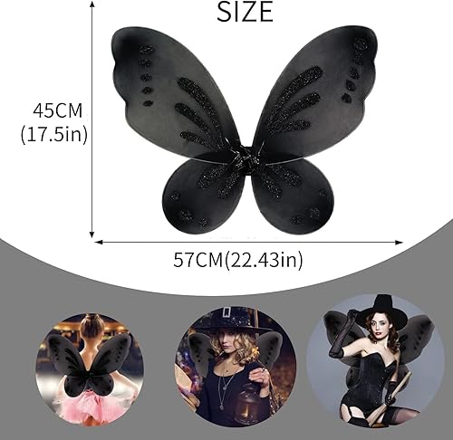 Miniatura 9 de Alas de hadas para niñas, alas de mariposa de hadas para fiesta de cumpleaños, alas de ángel brillantes, disfraz de Halloween