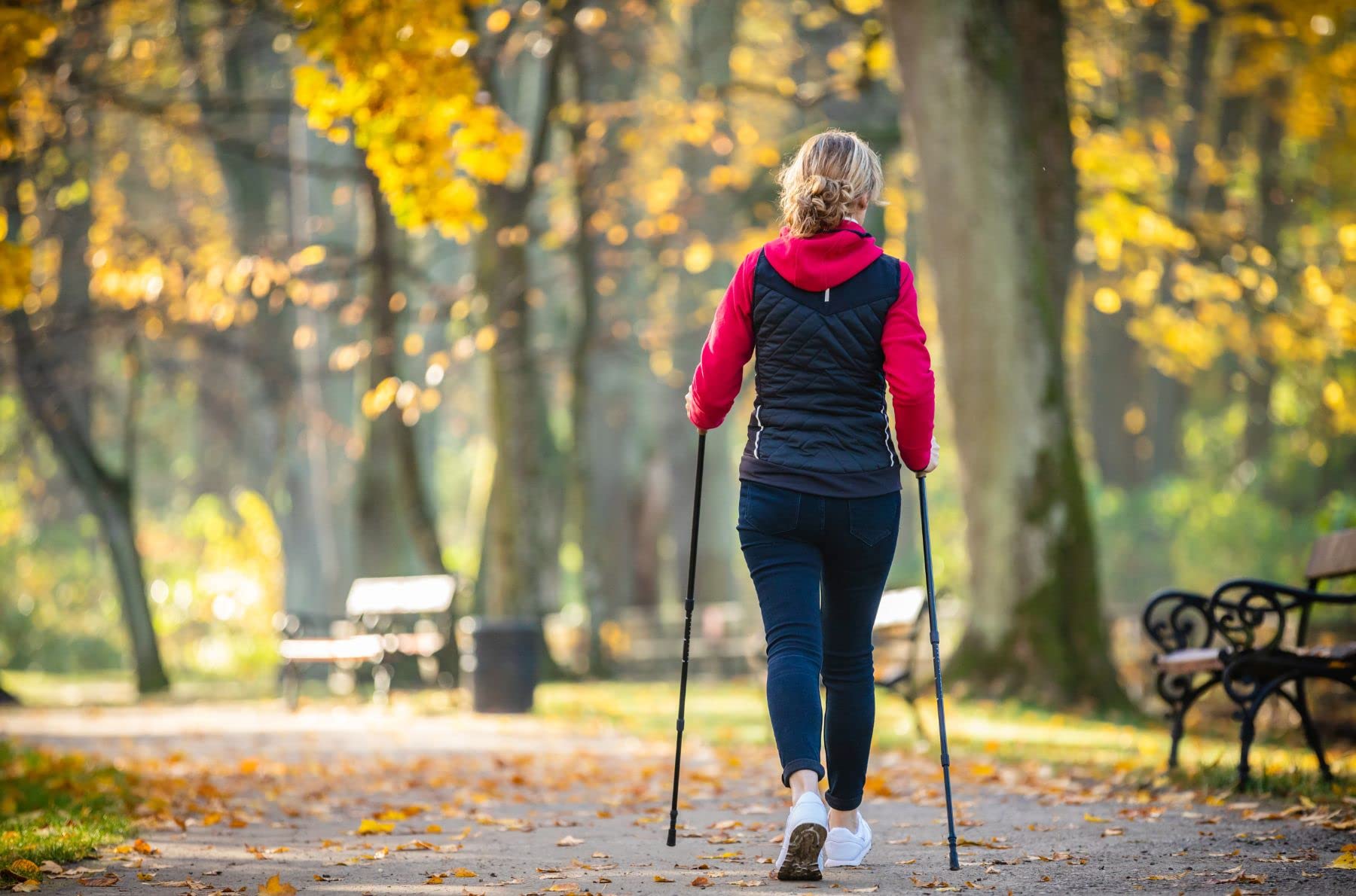 Muawo verstellbar Premium Nordic Walking Stöcke | 100% Carbon, ultraleichte 209g, 64-135cm Easy-Clickverschluss | Trekkingstöcke, Wanderstöcke, Walkingstöcke Herren & Damen