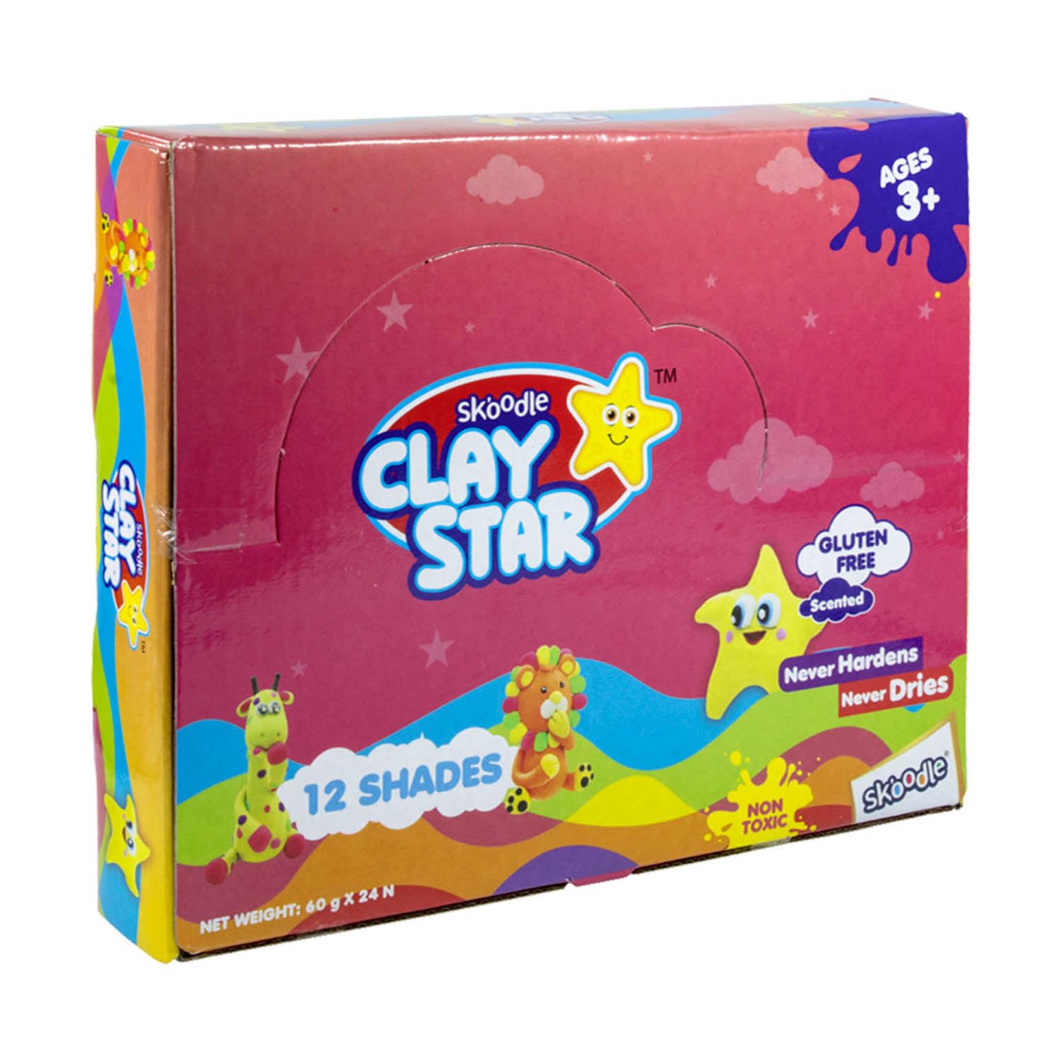 SKOODLE Clay Star, Re-Usable, Never-Dries, Never-Hardens, Non-Toxic, for 3+ Years, Art & Craft, Gift for Kids, Set of 24 Multicolor Clays (60gms Each) (B09NJNFRZ4) Amazon Price History, Amazon Price Tracker