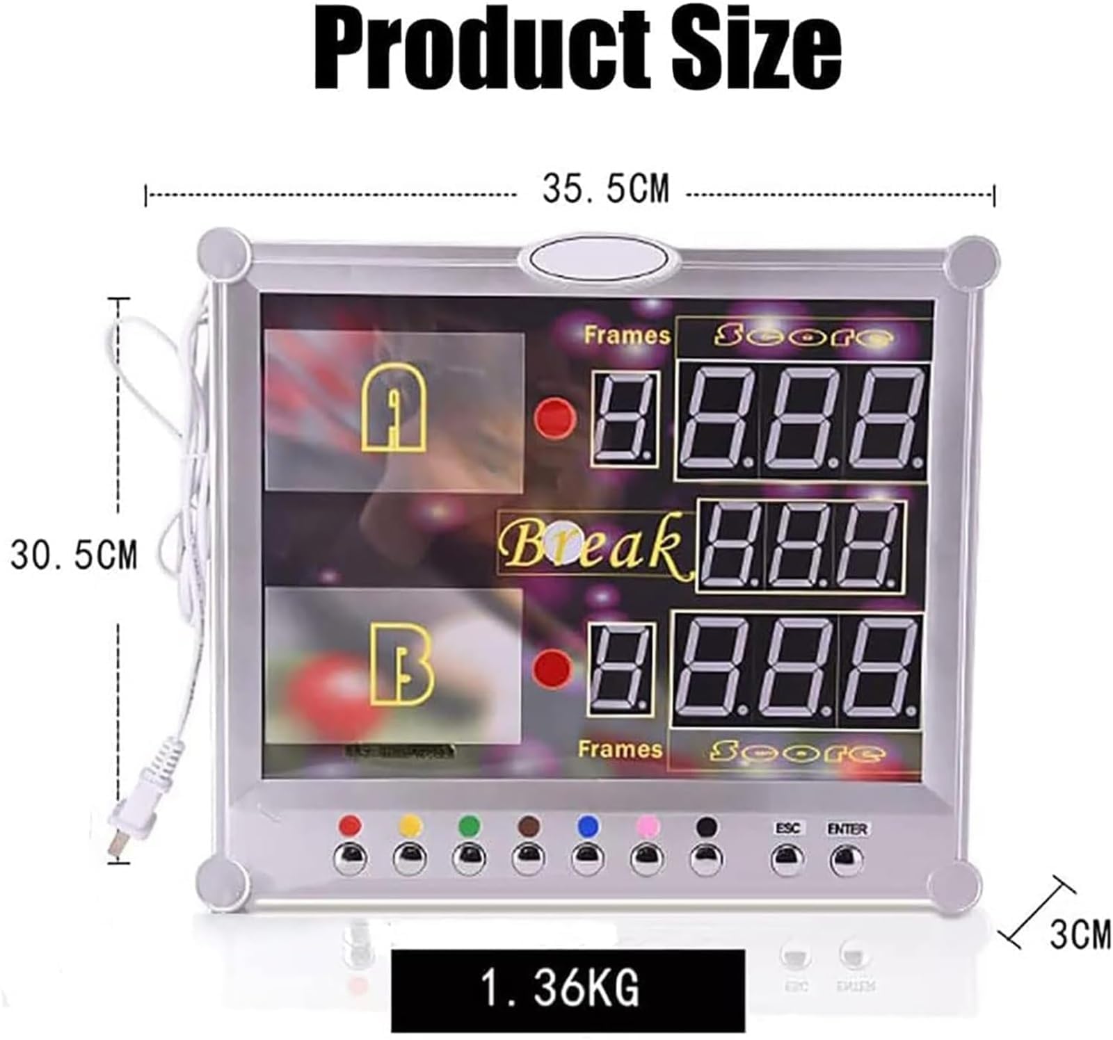 Tabellone segnapunti digitale a LED da parete e da tavolo, per biliardo e biliardo, elettronico, 0-199, con telecomando, sala giochi