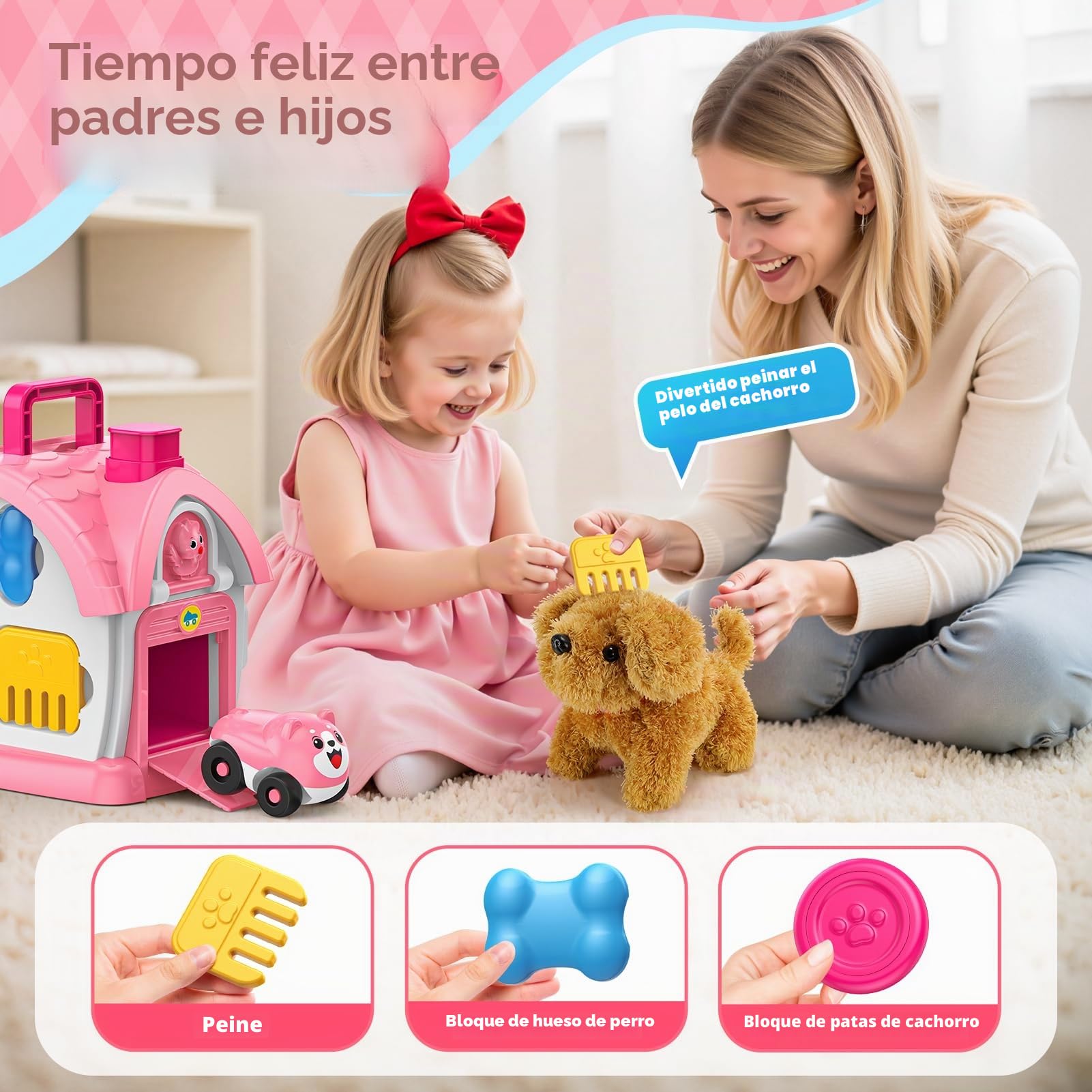 Juguetes para niñas de 1 y 2 años: juguete Montessori para 1 año, casa de actividades multifuncional 6 en 1 para bebés con coche/música, regalos de cumpleaños para niñas de 1 y 2 años