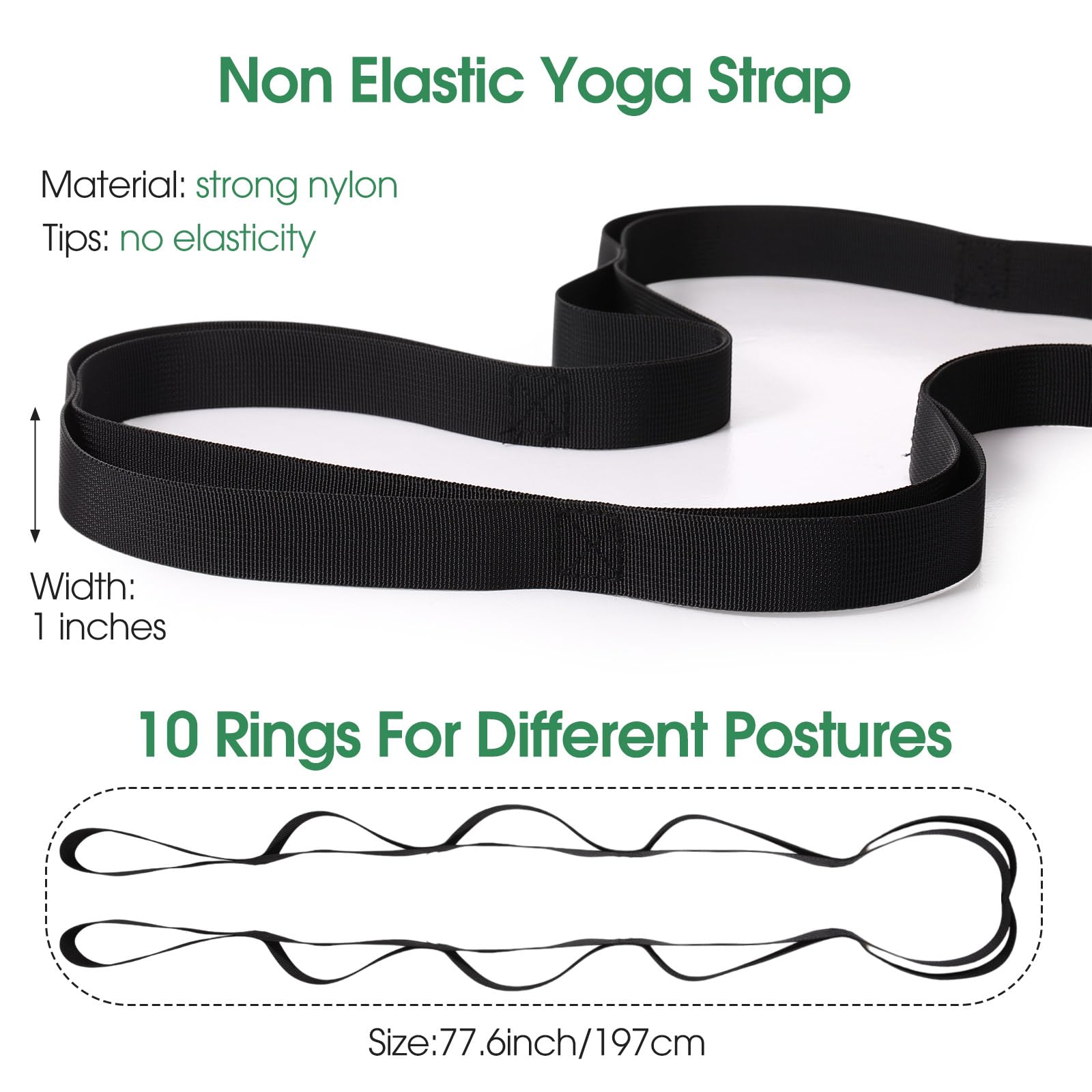 Foilswirl Paquete de 8 correas elásticas con 10 bucles, correa de yoga para terapia física, bandas elásticas con bucles, bandas no elásticas para ejercicio