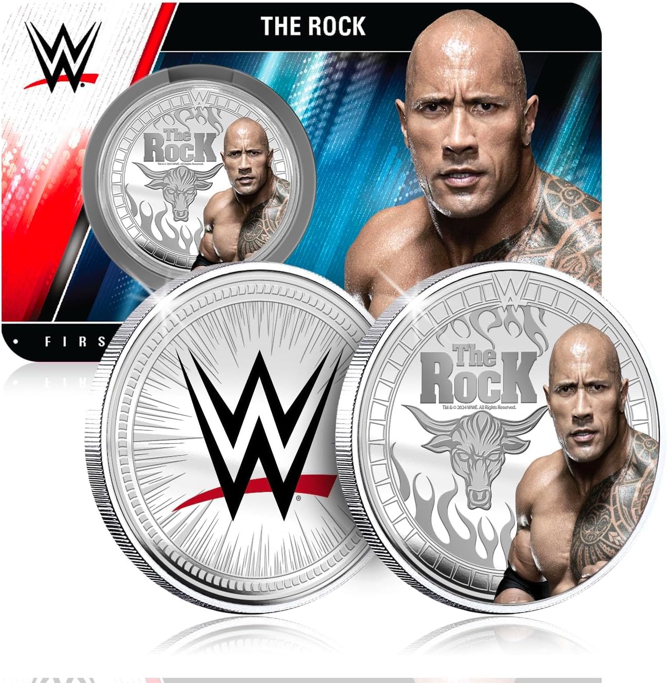 FANTASY CLUB The Rock WWE 32mm Official Collectible Coin, Tribute to the People's Champion and World Superstar