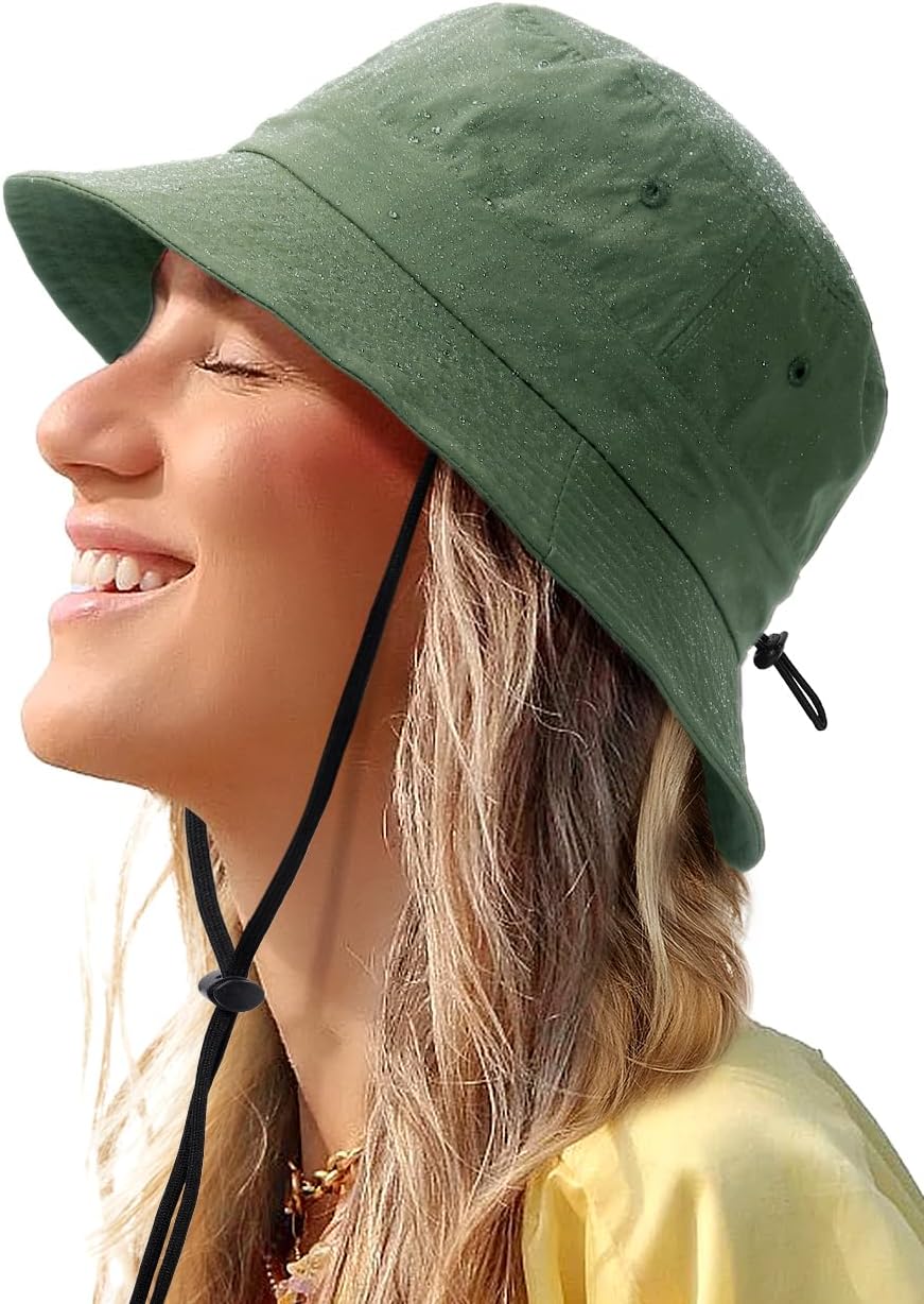 Water-Resistant Bucket Hat for Women Men Rain Hat UPF 50+ Boonie Sun Hat Foldable Summer Floppy Fishing Safari Hats