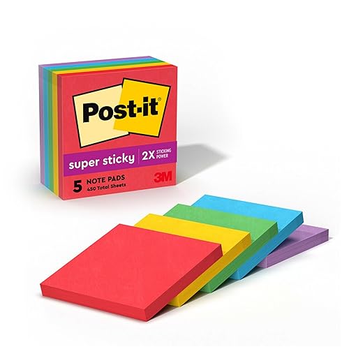 Super Sticky Notes, 5 Sticky Note Pads, 3 x 3