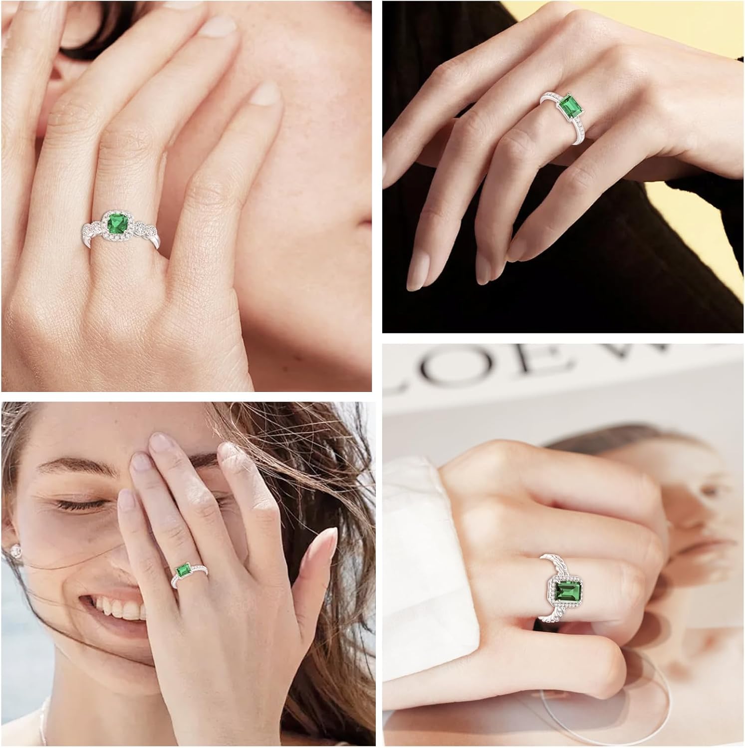 925 Sterling Silver Ring, Emerald Birthstone Ring, Fashionable Women's Gemstone Ring, Engagement Promise Ring, Women's Jewelry, Engagement, Anniversary, Valentine's Day Gift - Image 4