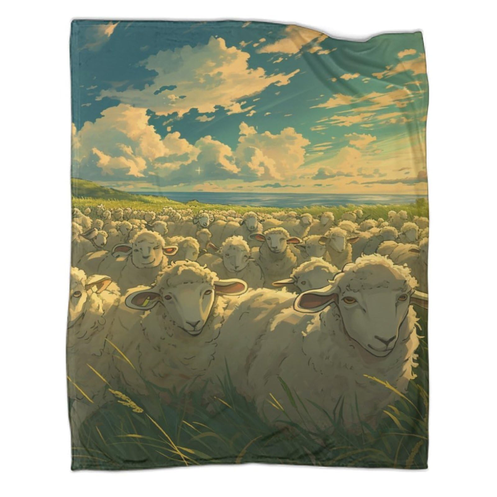 Couverture en forme de mouton moelleuse et plaid chaud pour lit d'adulte 127x152