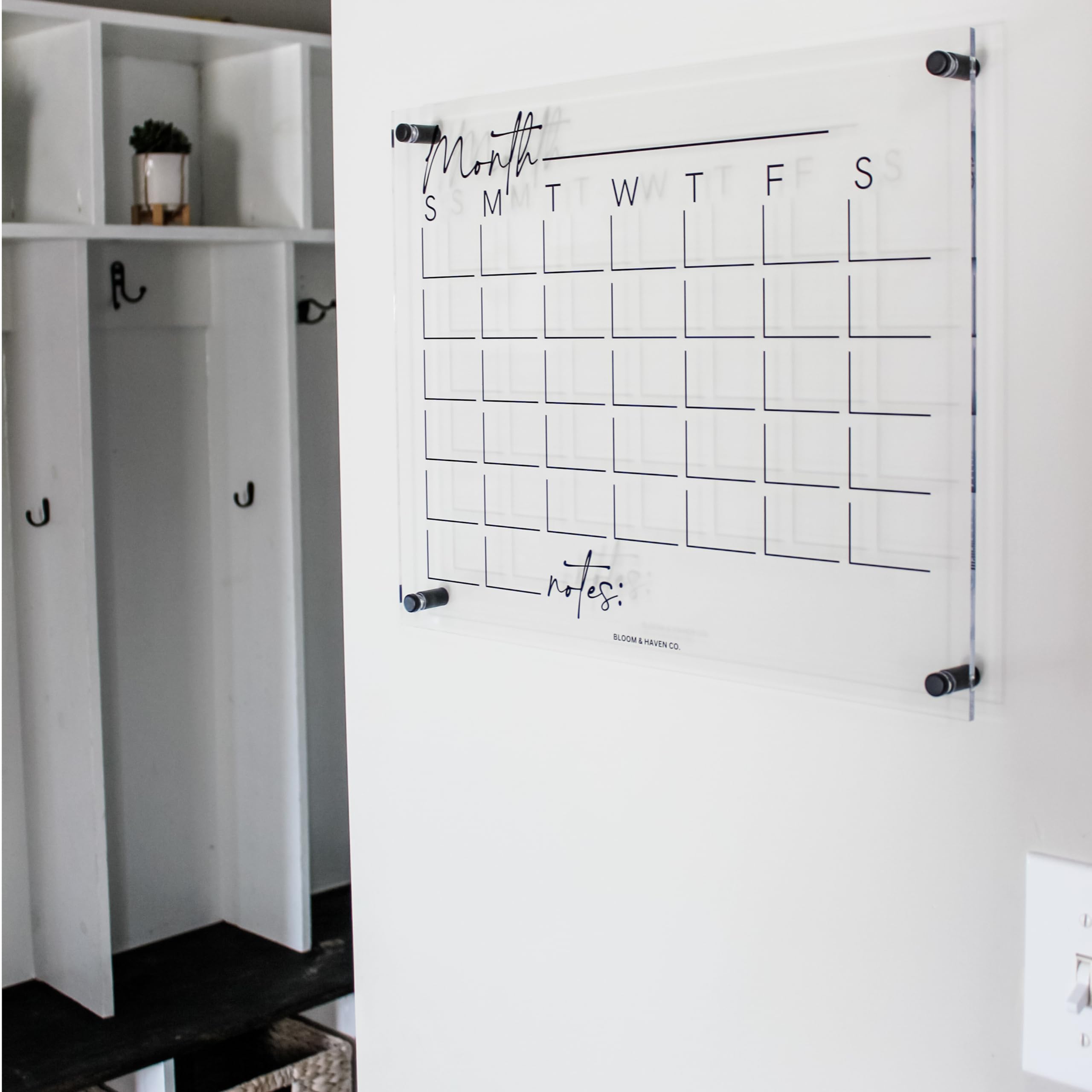 Calendario acrílico de alta calidad para pared, calendario de pared familiar acrílico, calendario de pared transparente, calendario mensual acrílico para pared (16.75 x 13.25 x 1/4 pulgadas)