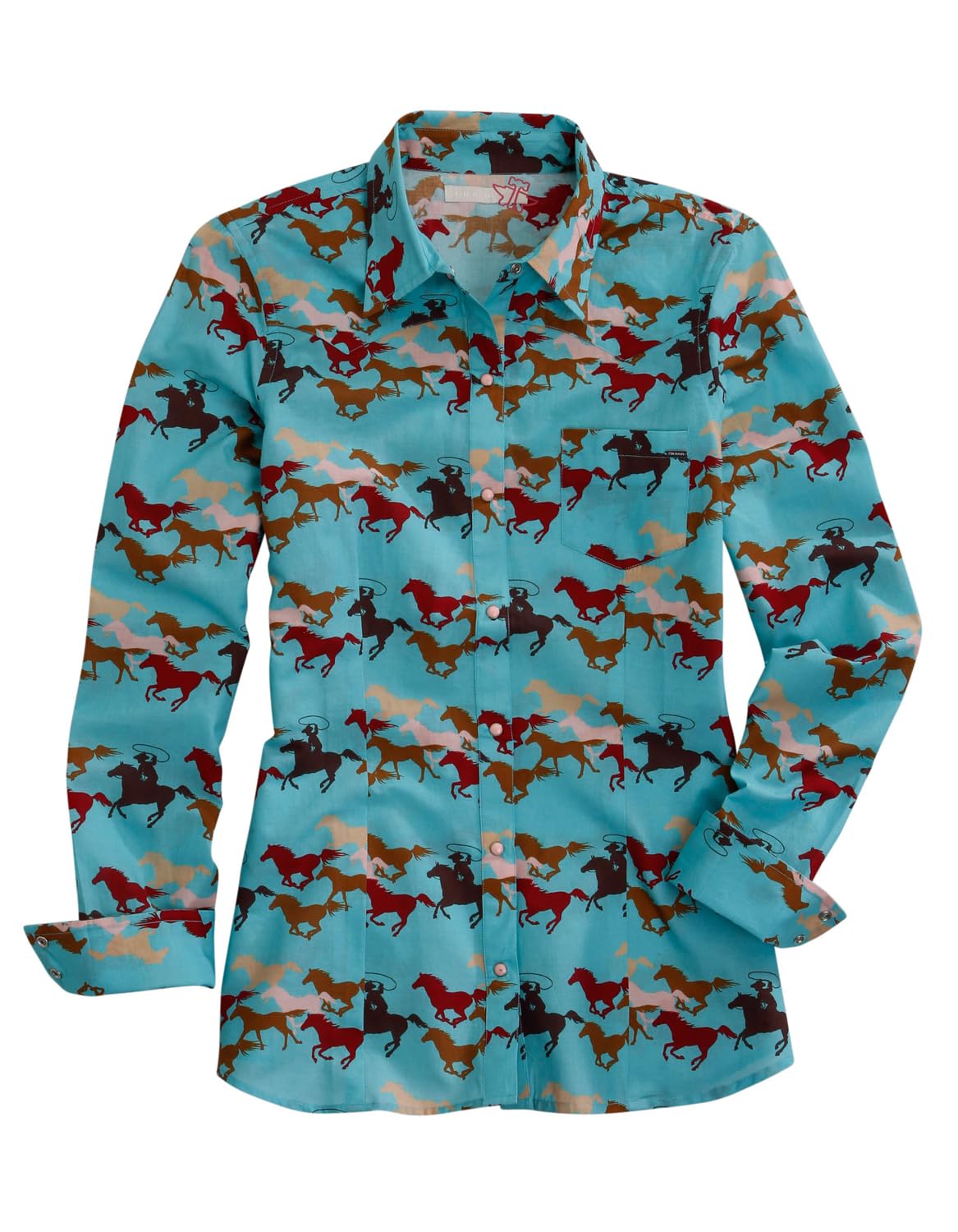 Tin Haul Western Shirt Womens Mustang L/S M Green 10-050-0064-0607 GR