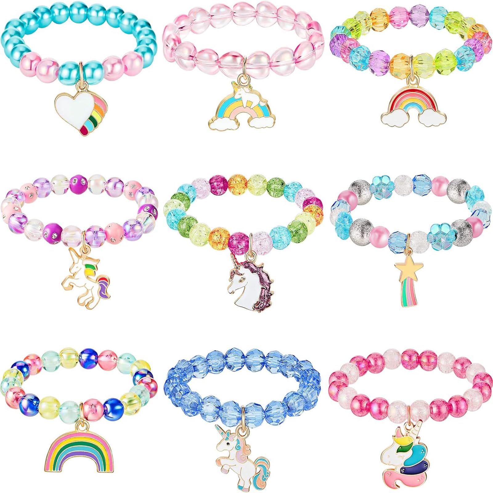 Hicarer 9 Pcs Unicorn Bracelets for Girls Teens Kids Party Favors, Elegant