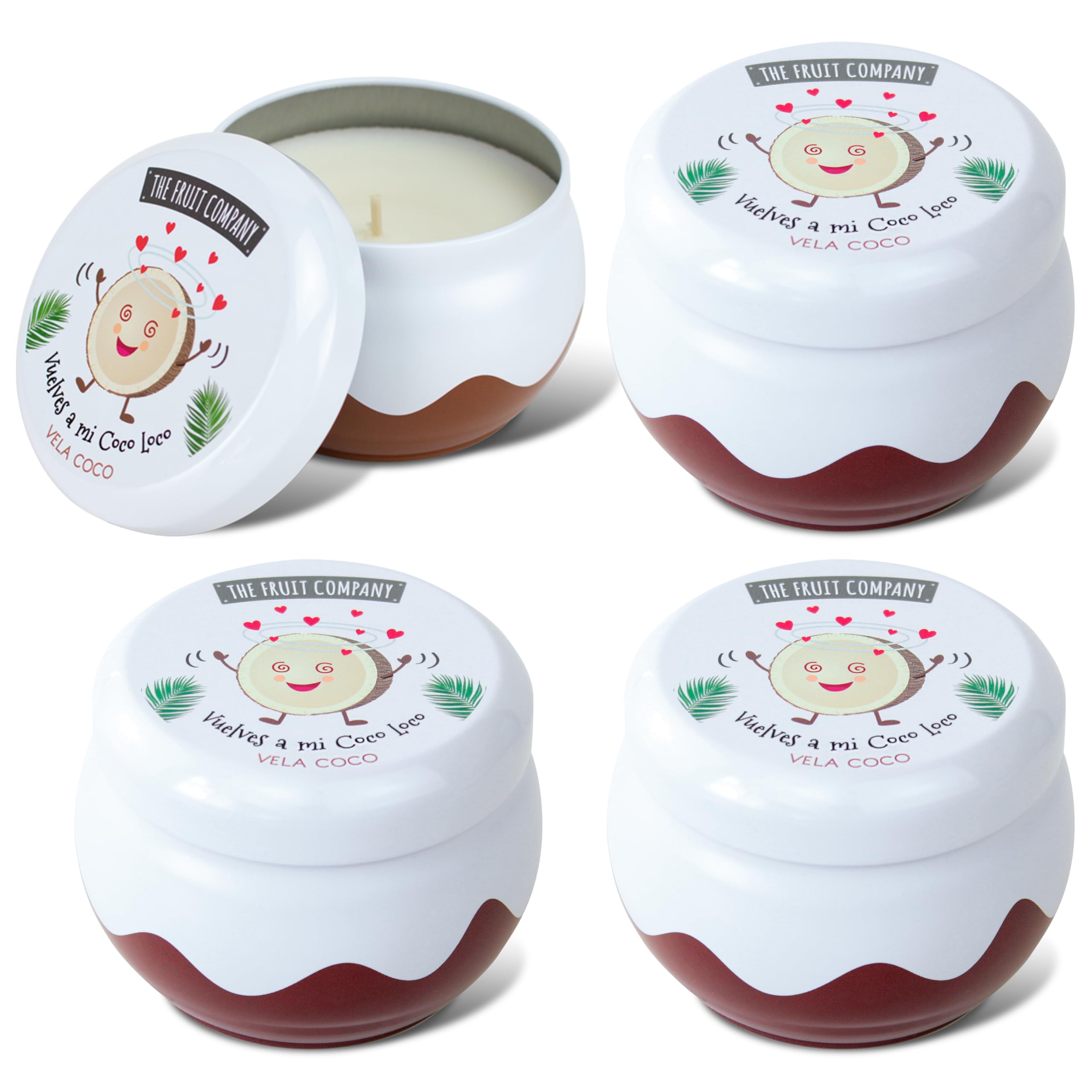 The Fruit Company Vela Perfumada Coco en lata de 150 gr con 1 mecha, con cera vegetal, duración +40hrs y extractos naturales