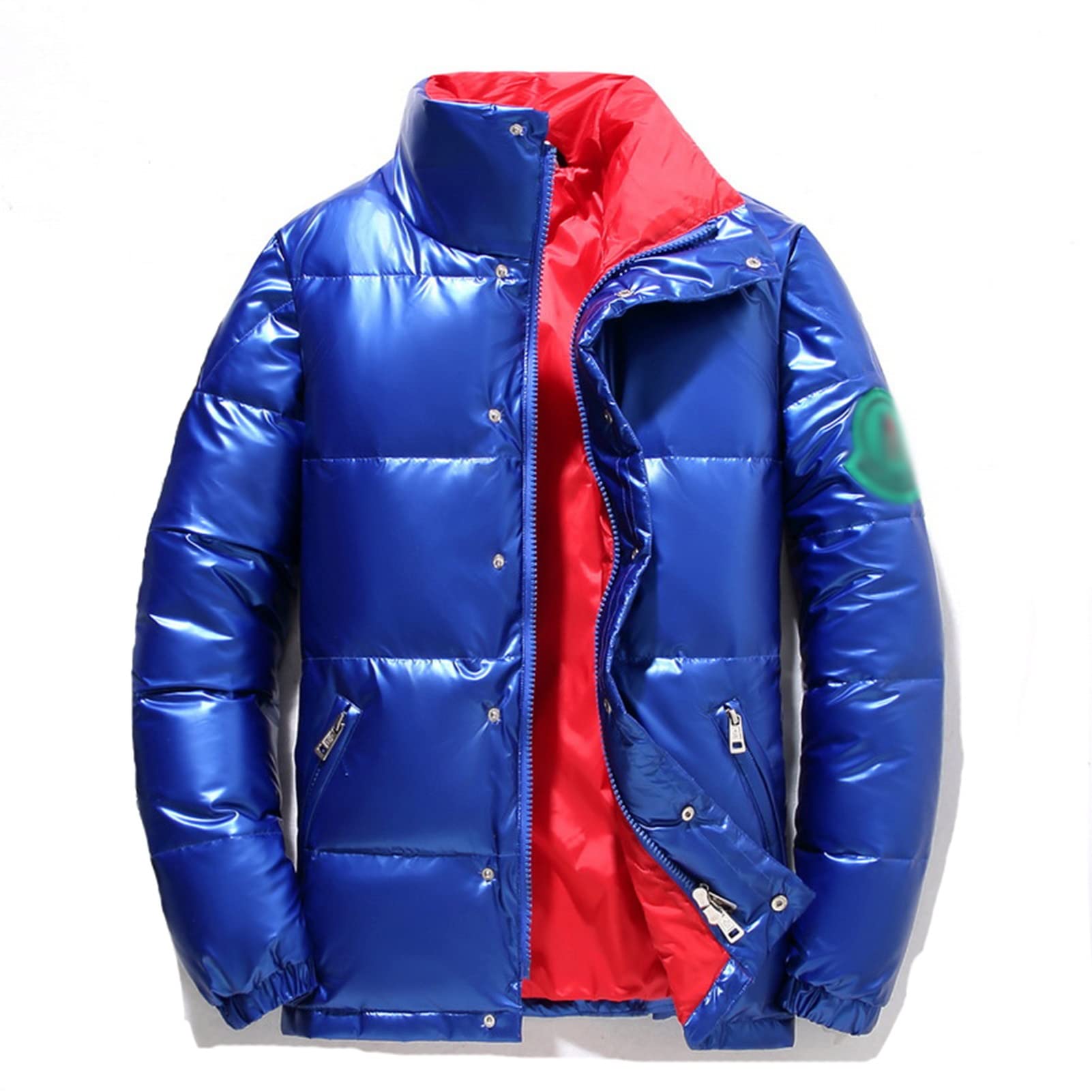 Warm Puffy Shiny Down Jacket,Winter Coats for Men (Color Blue, Size XL)