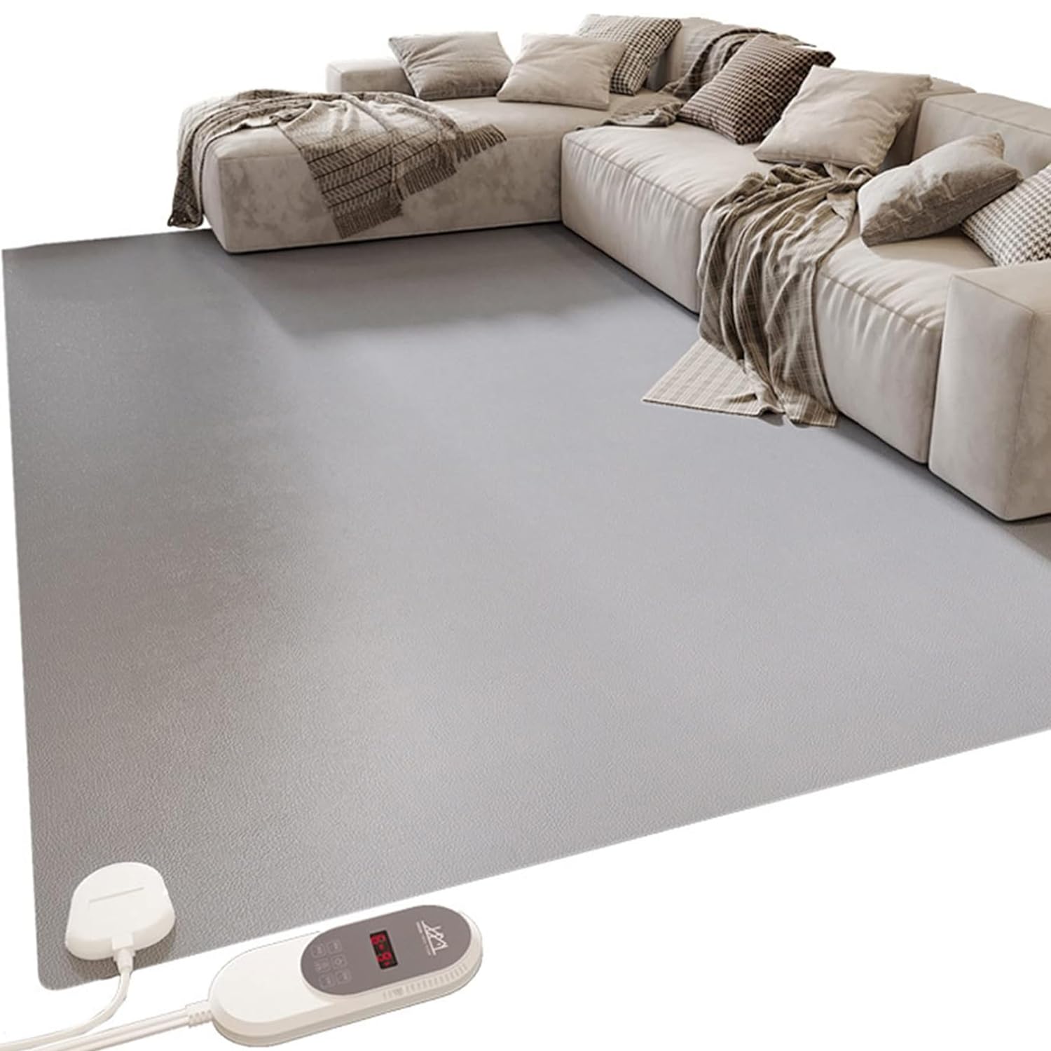 Tappeto riscaldante, tappetino elettrico, temperatura regolabile in 60 livelli, timer 12 ore, impermeabile e antiscivolo, per soggiorno e camera da letto (700 W, 140 x 200 cm)